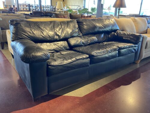 Well-Loved Old School Black Sofa