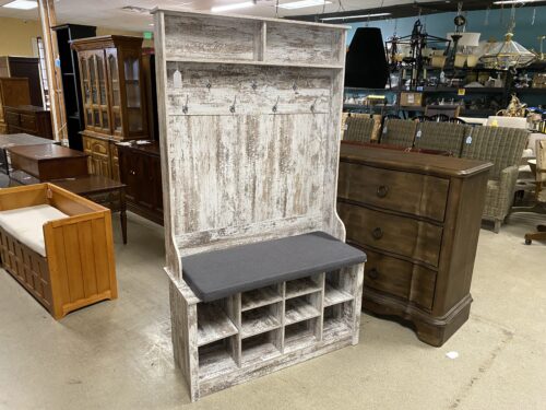 Grey Hall Tree Storage Bench