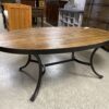 Oval Metal and Wood Cocktail Table