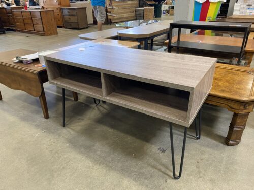 Light Grey Wood Pin Leg TV Center