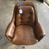 DOUGLAS Brown Leather Brass Wheeled Office Chair