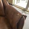 DOUGLAS Brown Leather Brass Wheeled Office Chair