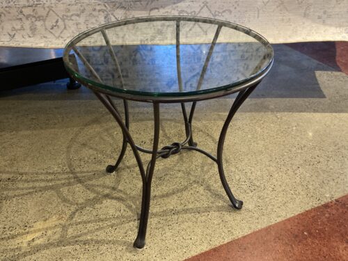 Iron Knot Glass Top Side Table