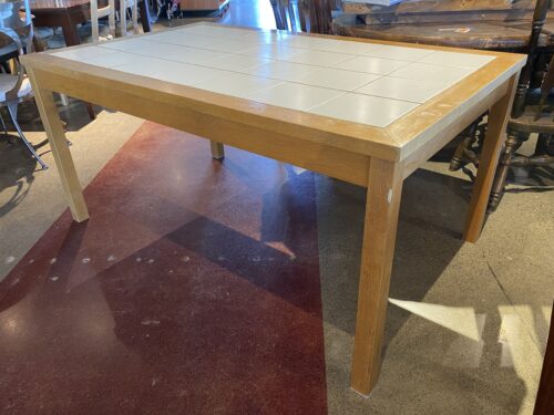 White & Blonde Wood Tile Top Dining Table