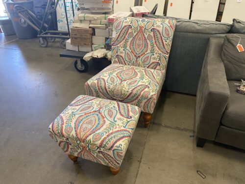 Rainbow Filigree Slipper Chair with Ottoman
