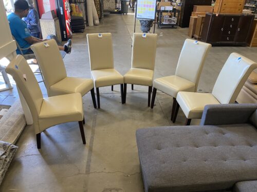 EASTON Parsons Beige Faux Leather Dining Chair Set