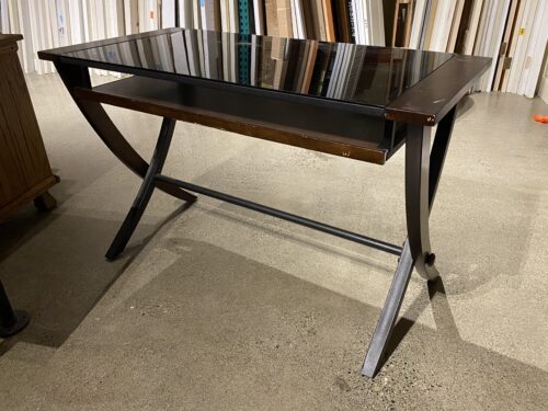 Tinted Glass Top Desk w/ Stationary Keyboard Tray
