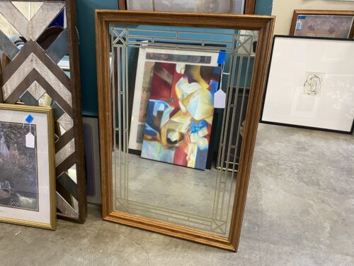 Wood Framed Golden Muntin Hanging Mirror