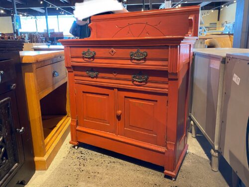 Distressed Brick Red Cottagecore Cabinet