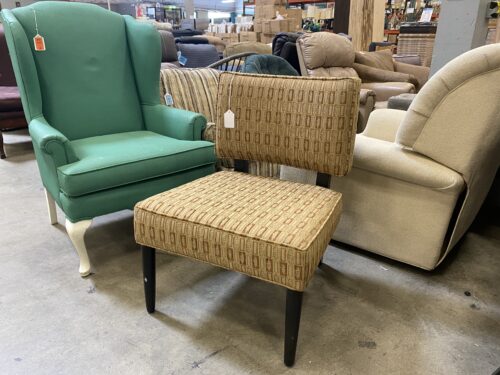 ACME Golden Brown Square Patterned Slipper Chair