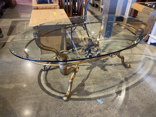 Lavish Golden Oval Glass Top Coffee Table