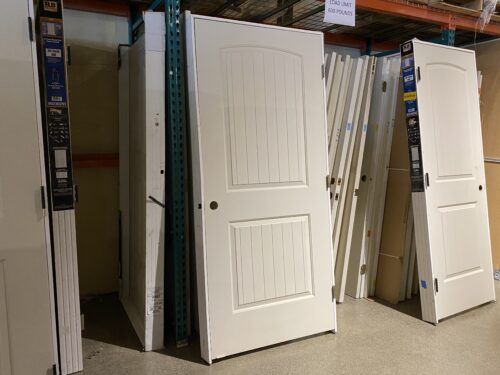 RELIABILT 36" 2-Panel Round Top Plank Door, Left Hand