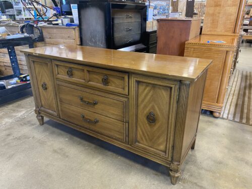 Vintage Weathered Wood 3 Drawer Credenza