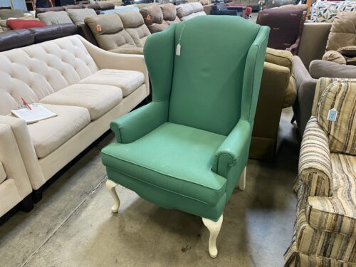 Shamrock Green Wing Back Chair with White Legs