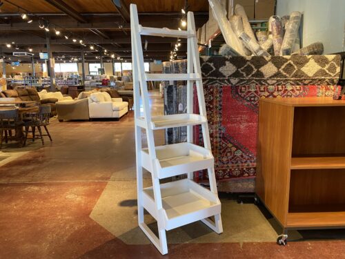 White Step-Back Ladder Shelf w/ Lip