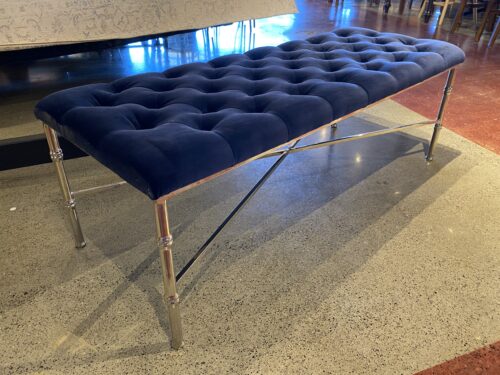 Stella Navy & Nickel Plated Tuft Top Bench