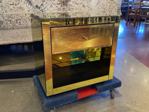 Midas Golden Mirror Single Drawer Side Table