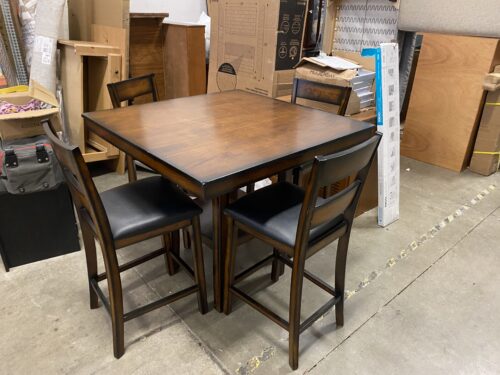 Dark Wood Dining Set with 4 Chairs