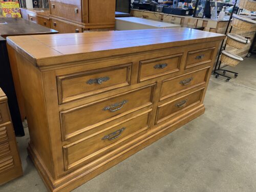 Paneled Oak Longboy Dresser