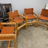 Burnt Orange Fabric And Wood Director Style Chairs Set of 4
