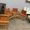Burnt Orange Fabric And Wood Director Style Chairs Set of 4