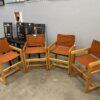 Burnt Orange Fabric And Wood Director Style Chairs Set of 4