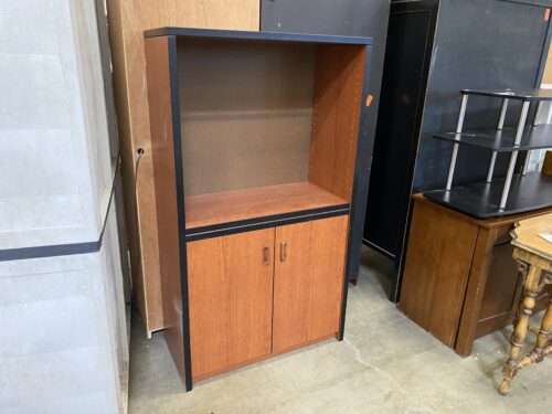 Black and Cherry Wood Shelf With Cupboard
