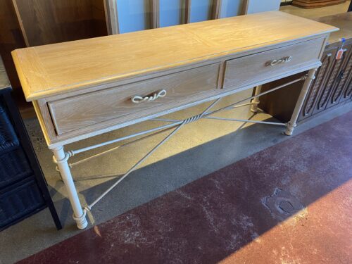 LANE Pine Console Table with Textured Metal Legs