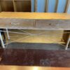 LANE Pine Console Table with Textured Metal Legs