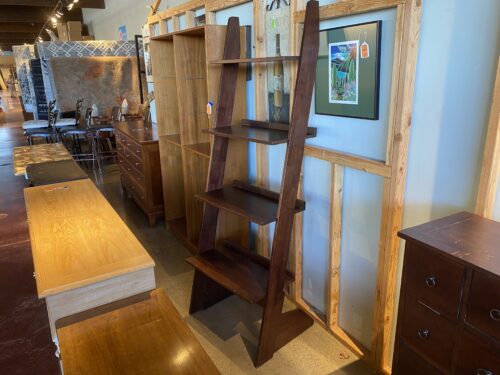Dark Wood Leaning Bookcase