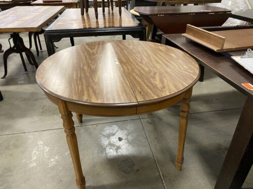 Wood Circle Dining Table with Middle Leaf