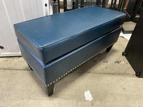 Teal Leather Storage Ottoman