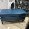 Teal Leather Storage Ottoman