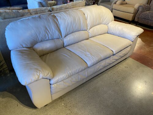 Cream Colored Leather 3 Seater Couch