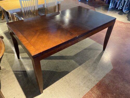 Dark Wood Rectangular Dining Table with Inlaid Top
