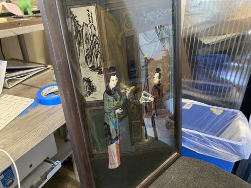 Antique Chinoiserie Reverse Glass Painting