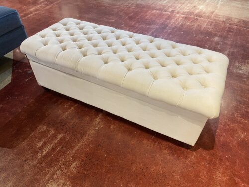 White Tufted Storage Ottoman
