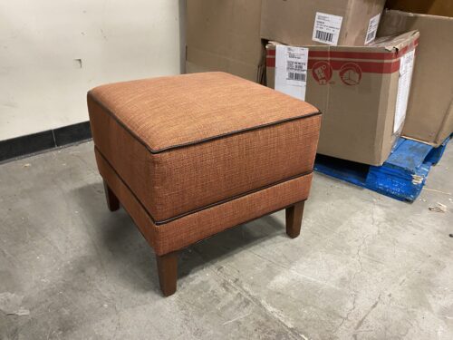 ETHAN ALLEN Red Fabric Ottoman