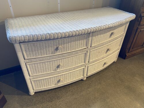 PIER 1 Bristol Collection White Wicker 6 Drawer Dresser