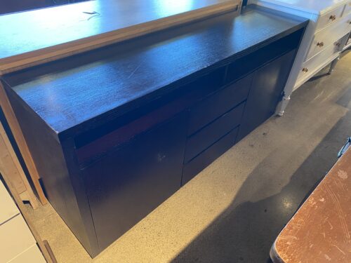 Large Black Media Cabinet