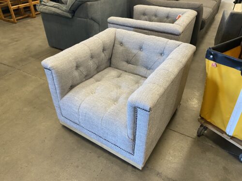 Modern Grey Tufted Square Accent Chair