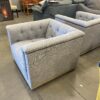 Modern Grey Tufted Square Accent Chair