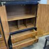 Black and Burl Handpainted Cabniet with Drawers