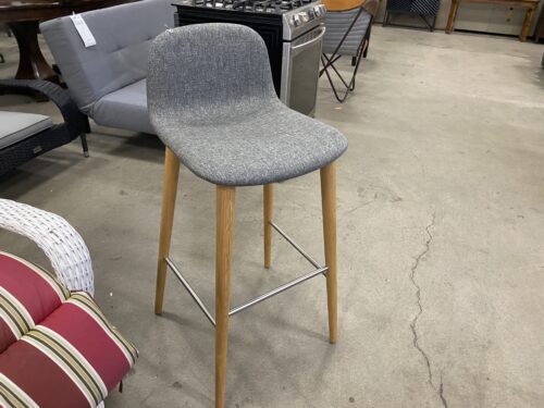 Grey Fabric and Wood Barstool