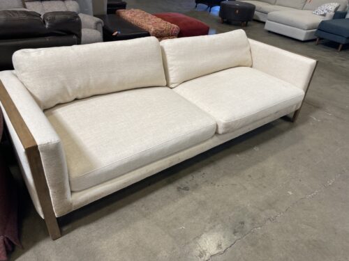 Modern White Fabric Wood Framed Couch