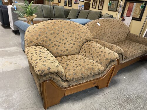 Dark Brown Leaf Patterned Armchair