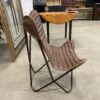 Brown Slat Tufted Leather Butterfly Chair