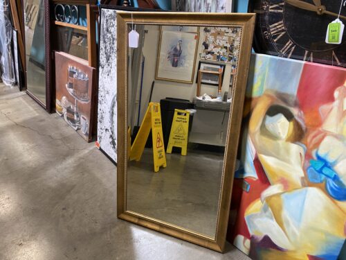 Warm Golden Stipple Framed Hanging Mirror