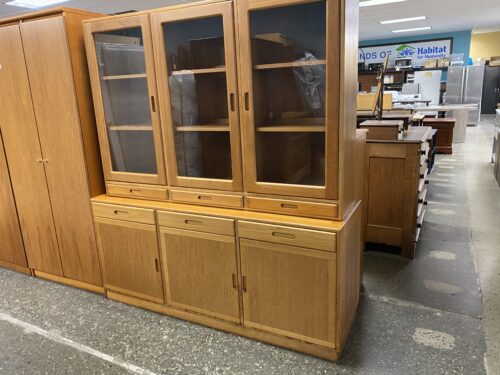 MCM Danish Style Light Up Glass Display Cabinet with Drawers