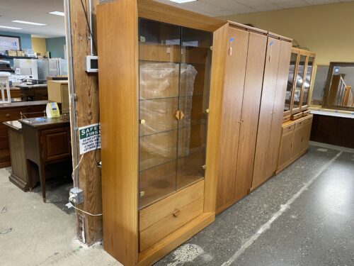 MCM Angled Wardrobe with Glass Panel Doors